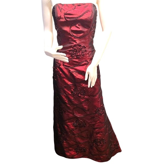 Jessica McClintock Dresses & Skirts - Vintage Jessica McClintock Burgundy Strapless Gown 90s Formal Prom Dress L 16–18